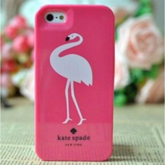 Kate Spade Pink Flamingo Phone Case for iPhone 7 Rubber Beachy Designer Case NEW - Picture 1 of 8